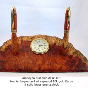 Amboyna burl desk set