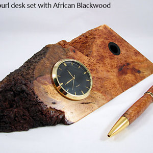 Redwood burl desk set