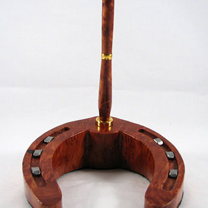 Redwood burl horseshoe pen stand