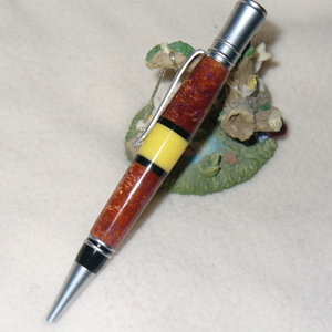 Acrylic, yellow corian, black bands
