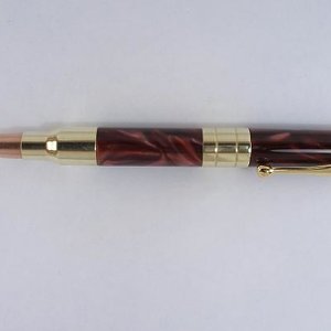 Red and Black Marble cut shell pen