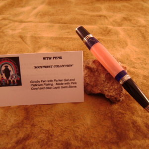 Sierra Pen of Pink Coral and Blue Lapis