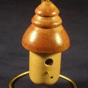 Mahogany and Beech Birdhouse Ornament