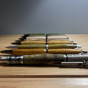 These pens are ordered from made earliest to made latest. (Back to Front)