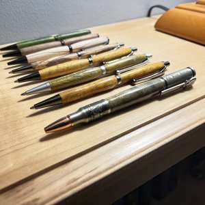 These pens are ordered from made earliest to made latest. (Back to Front)