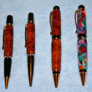 Amboyna Burl and Bowling Ball Pens