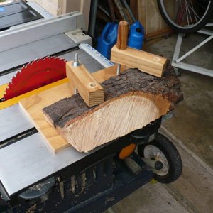 Jig with wood to be cut