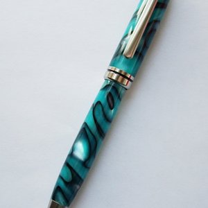 Satin Pearl Euro with acrylic Abalone blank