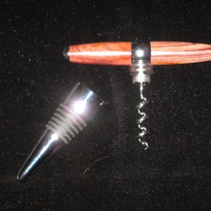 Cocobolo corkscrew/stopper combo