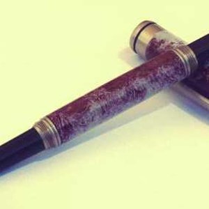 Maroon/Grey PR on satin nickel Euro Fountain Pen