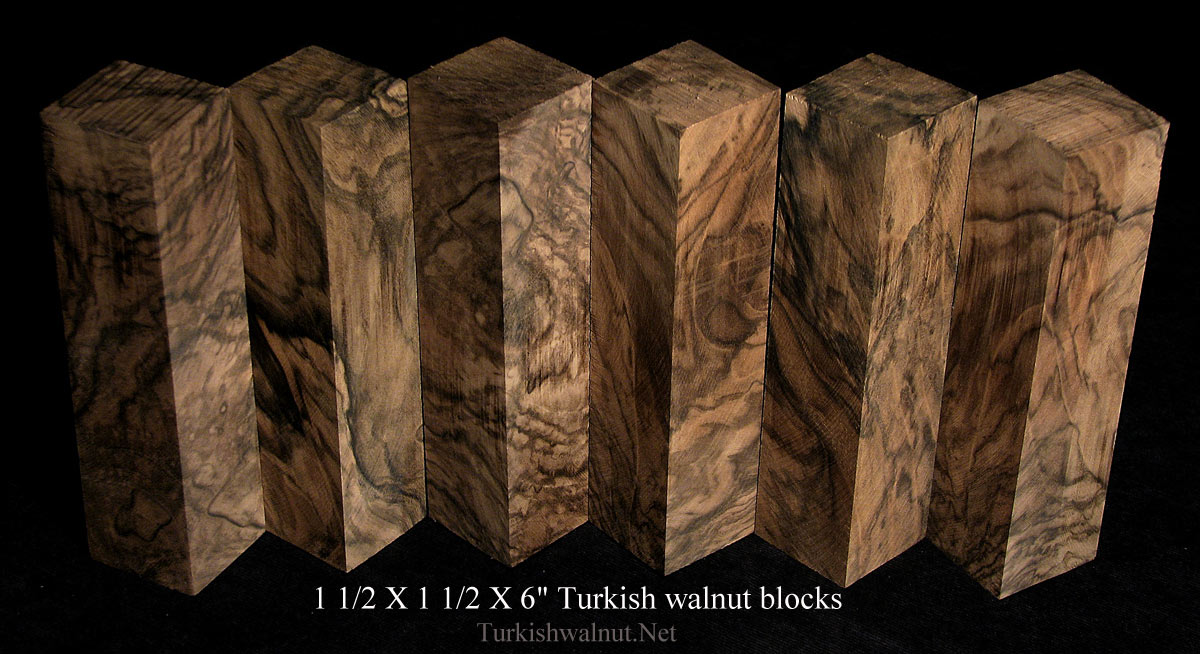 1.5 x 1.5 x 6" Turkish walnut blocks