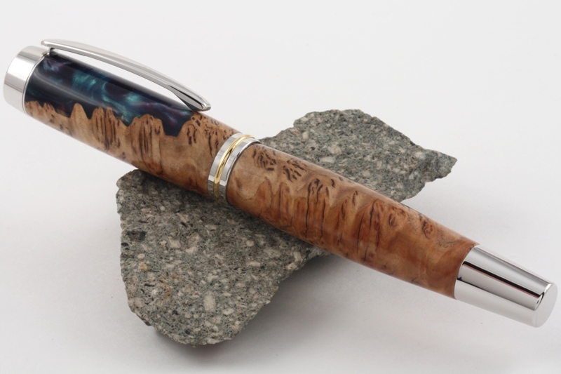 102: Hybrid burl cap/resin Gentlemen's rollerball