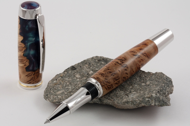 102: Hybrid burl cap/resin Gentlemen's rollerball