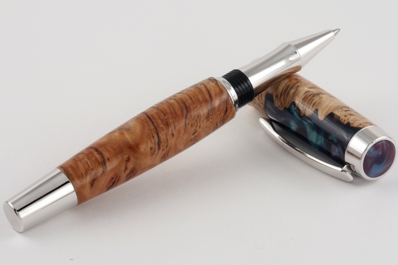 102: Hybrid burl cap/resin Gentlemen's rollerball