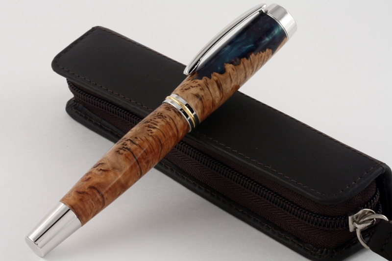 102: Hybrid burl cap/resin Gentlemen's rollerball