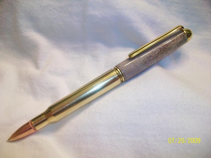 30-06 True rifle shell/ Deer Antler pen