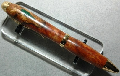 70/30 Amboyna Burl with Emerald Inlay