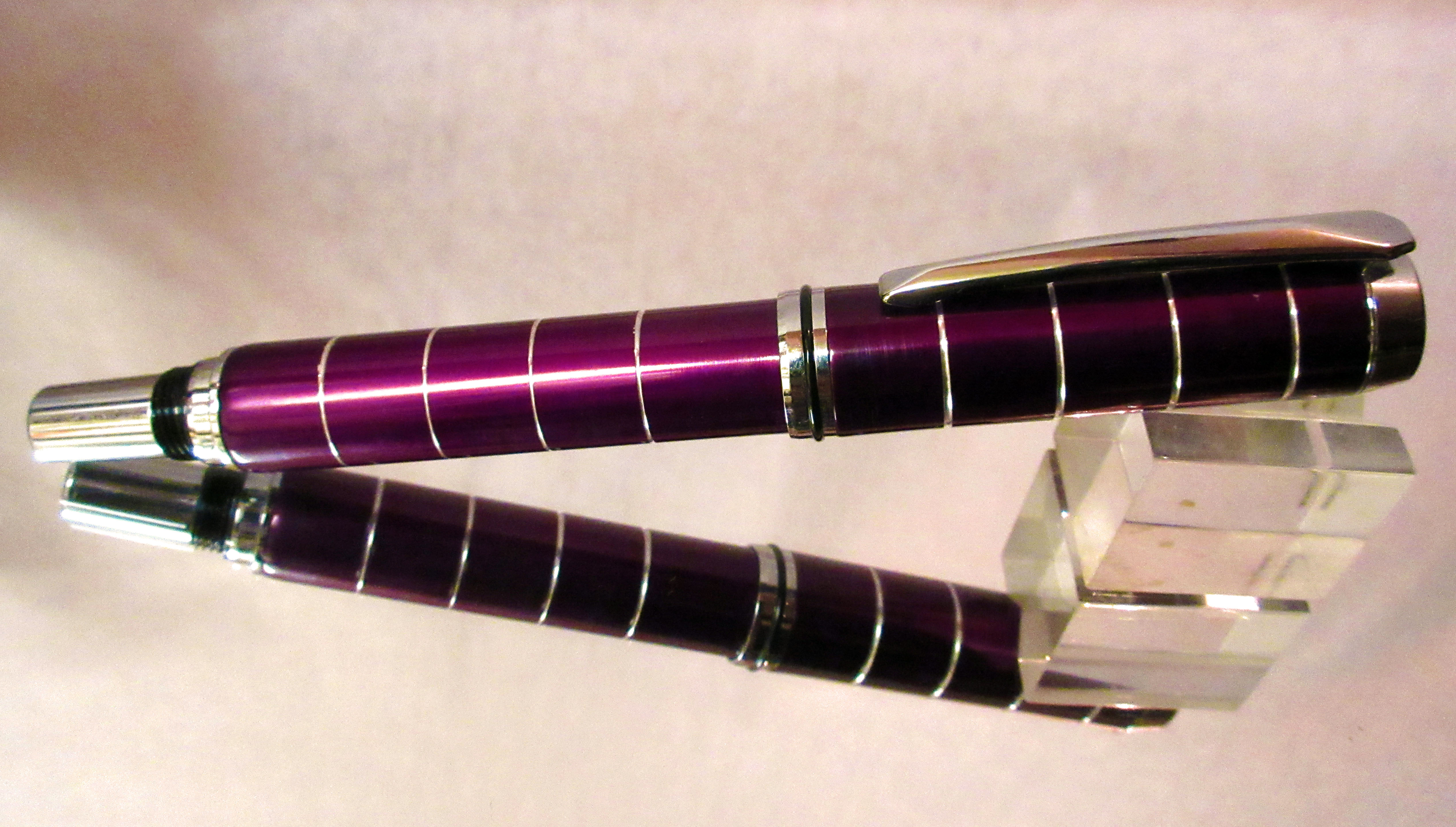A Purple fountain pen, crafted from aluminium