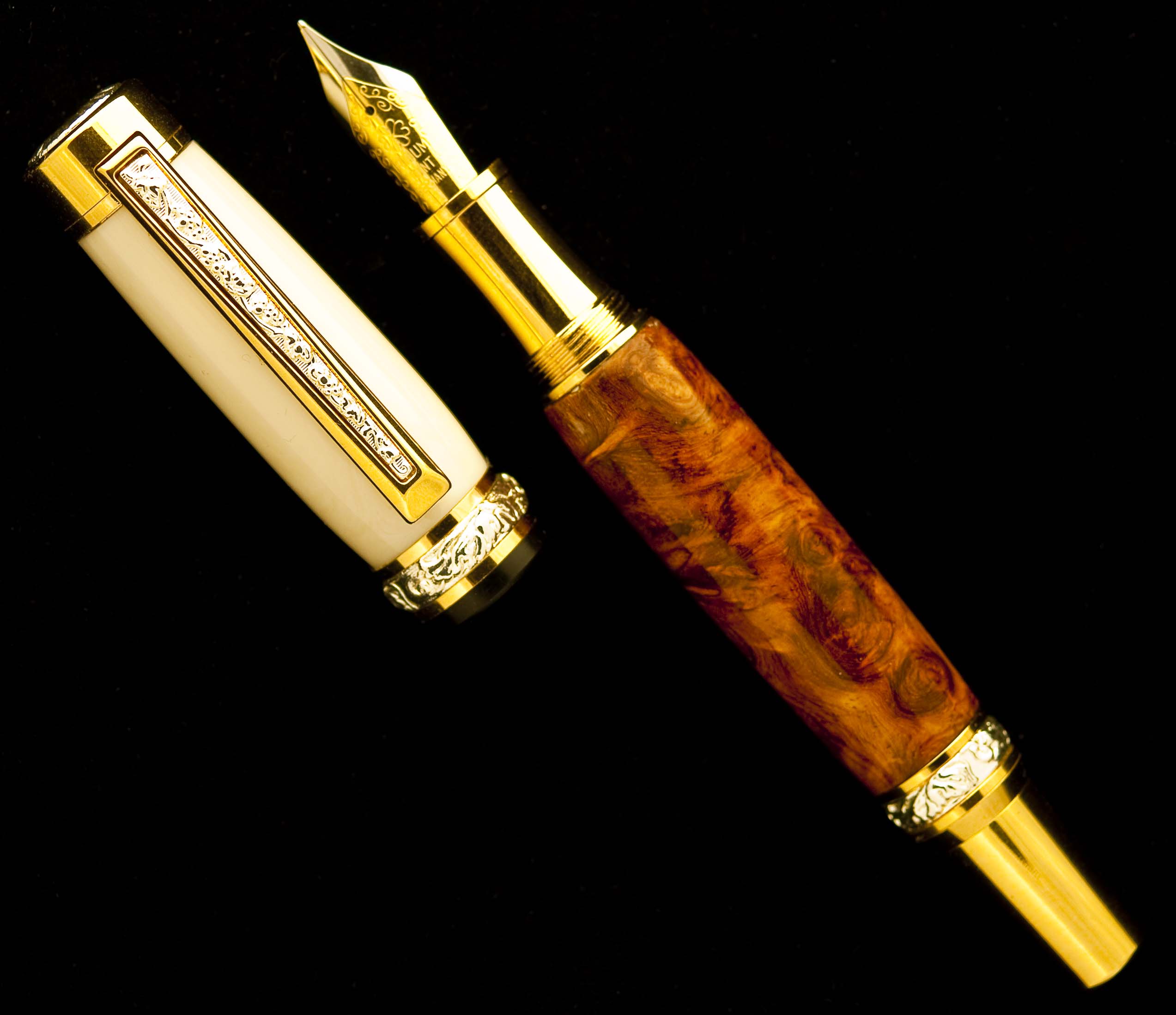 Alternate Ivory and Amboyna Burl Duo