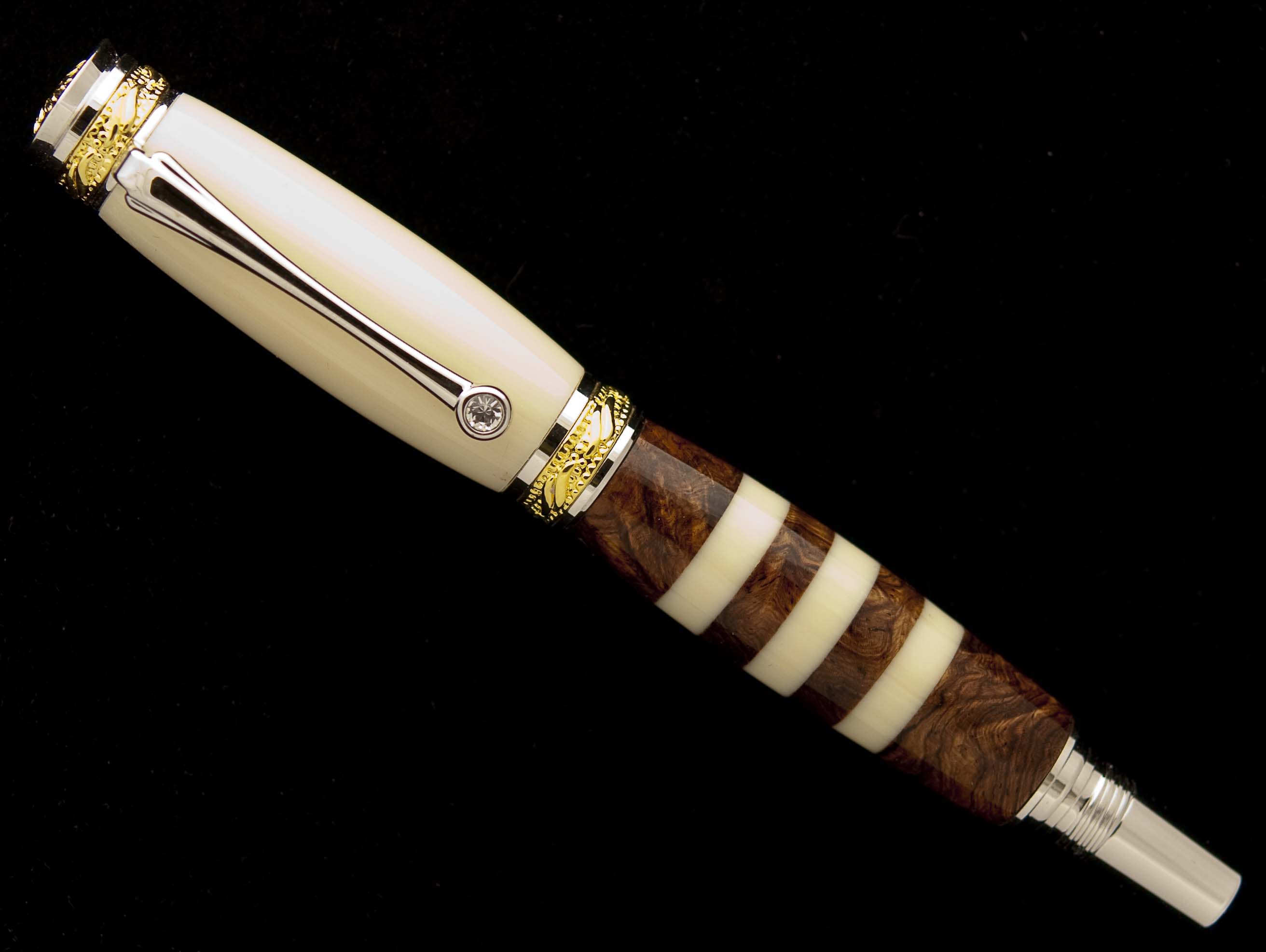 Alternate Ivory and Honduras Rosewood Burl Segmented