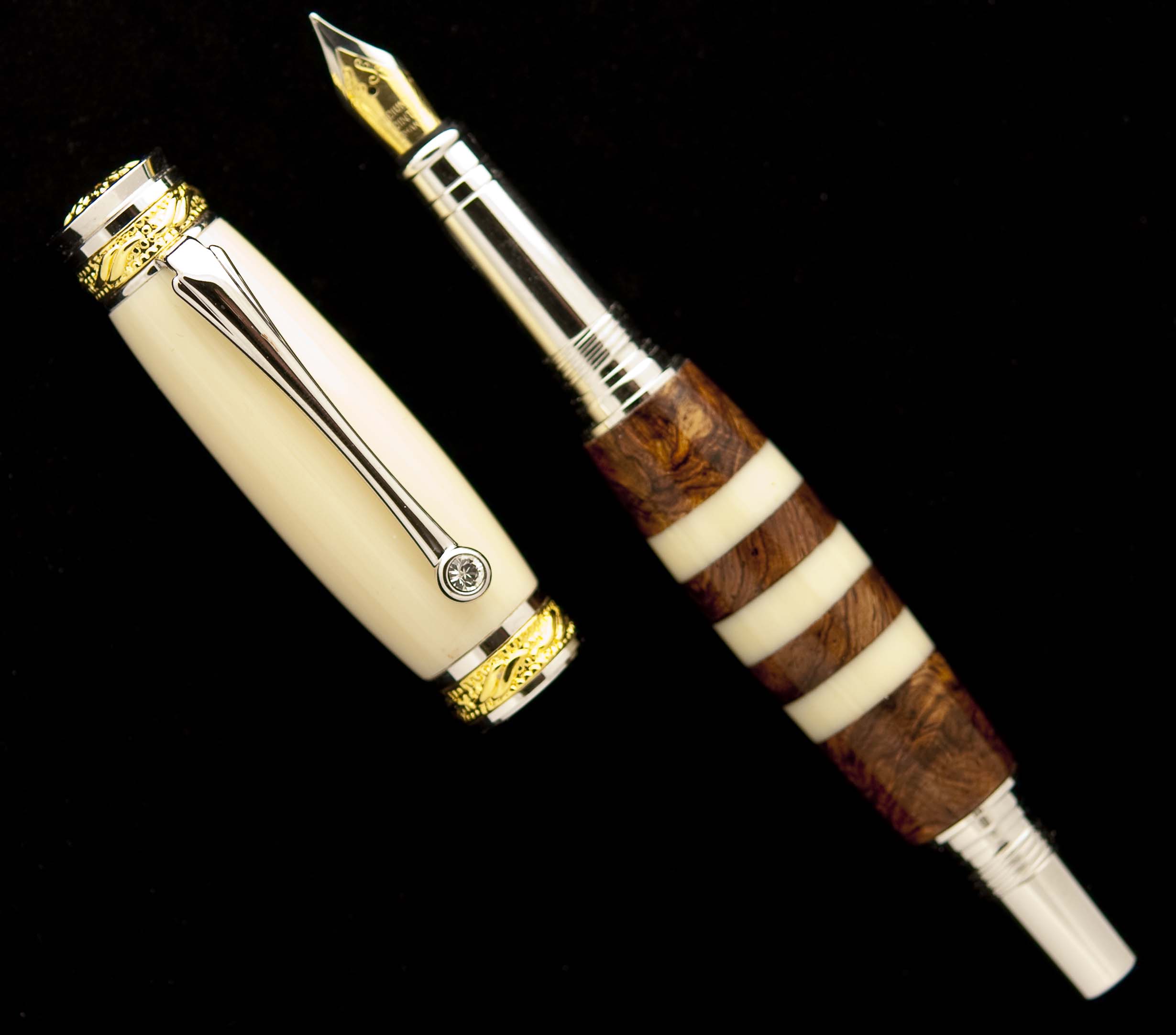 Alternate Ivory and Honduras Rosewood Burl Segmented