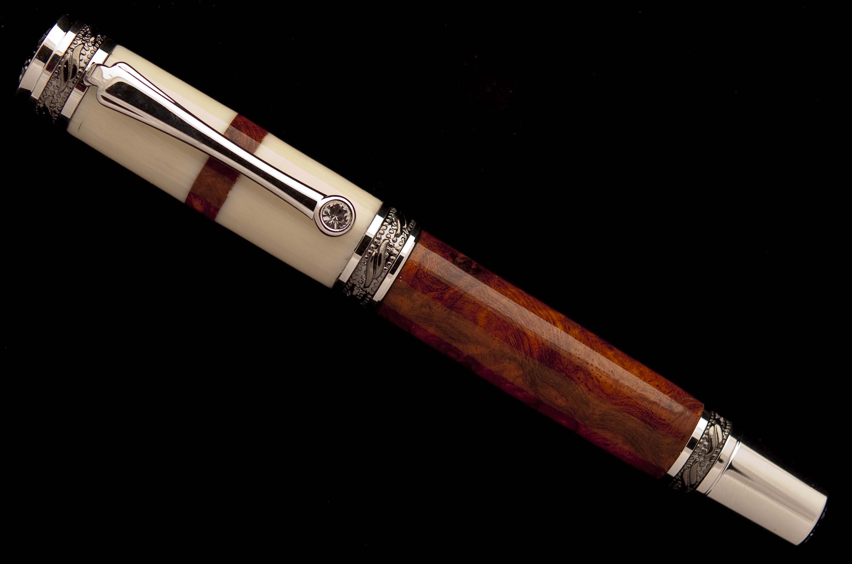 Amboyna Burl and Alternate Ivory on Majestic Rollerball