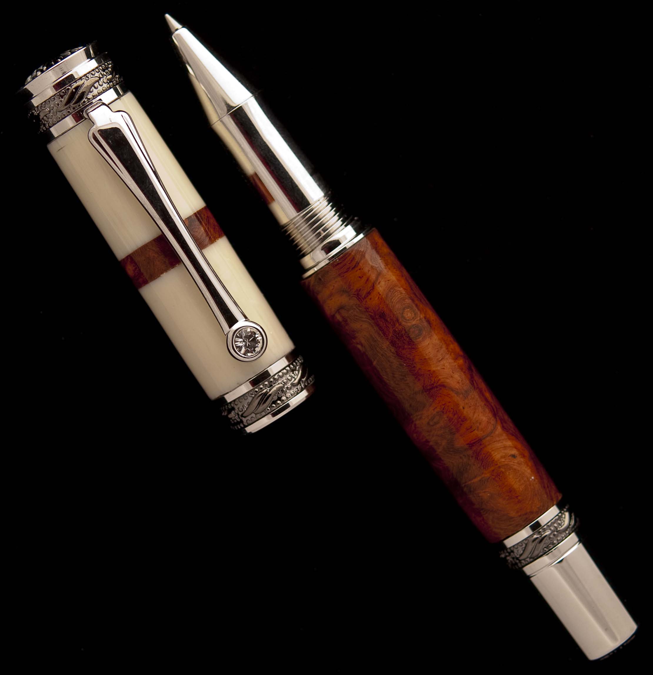 Amboyna Burl and Alternate Ivory on Majestic Rollerball