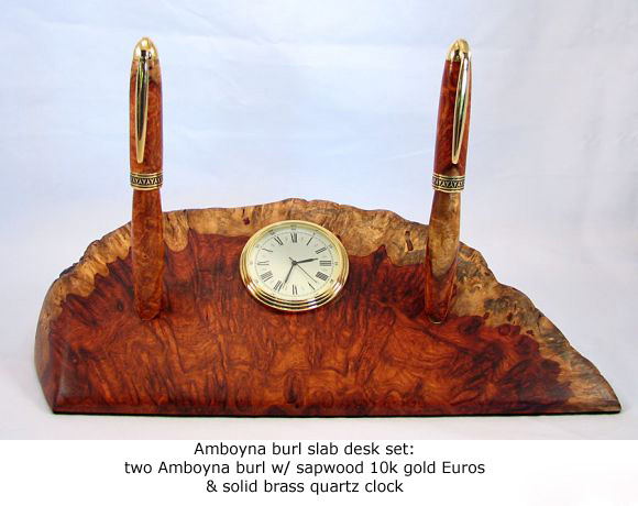 Amboyna burl desk set