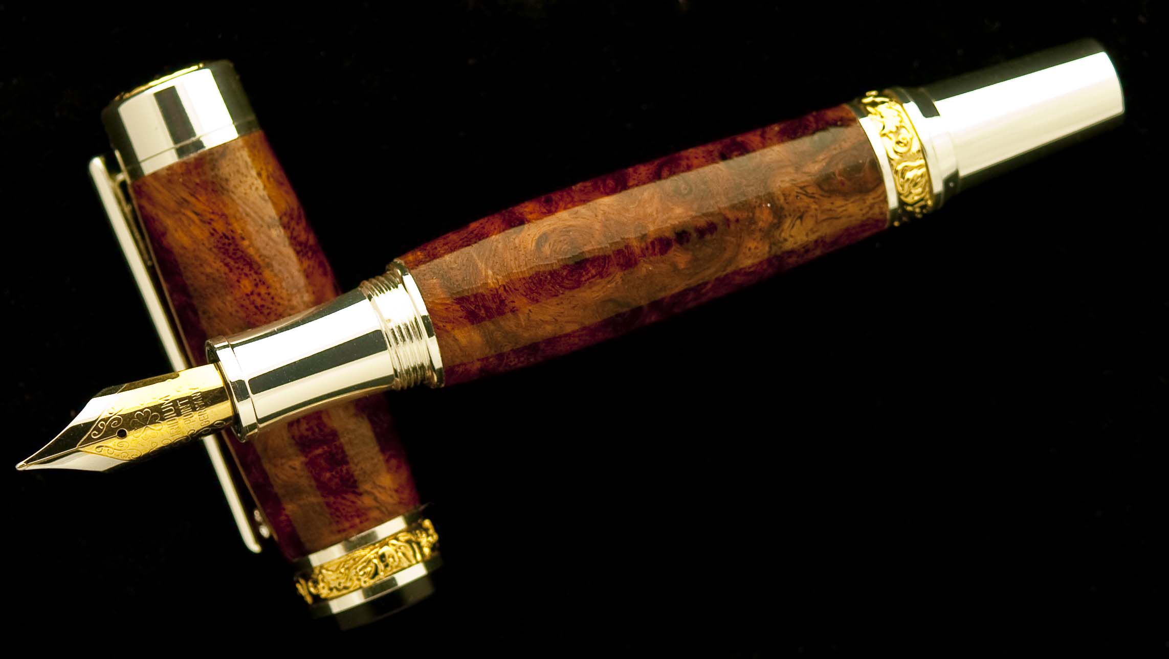 Amboyna Burl on Silver Cambridge