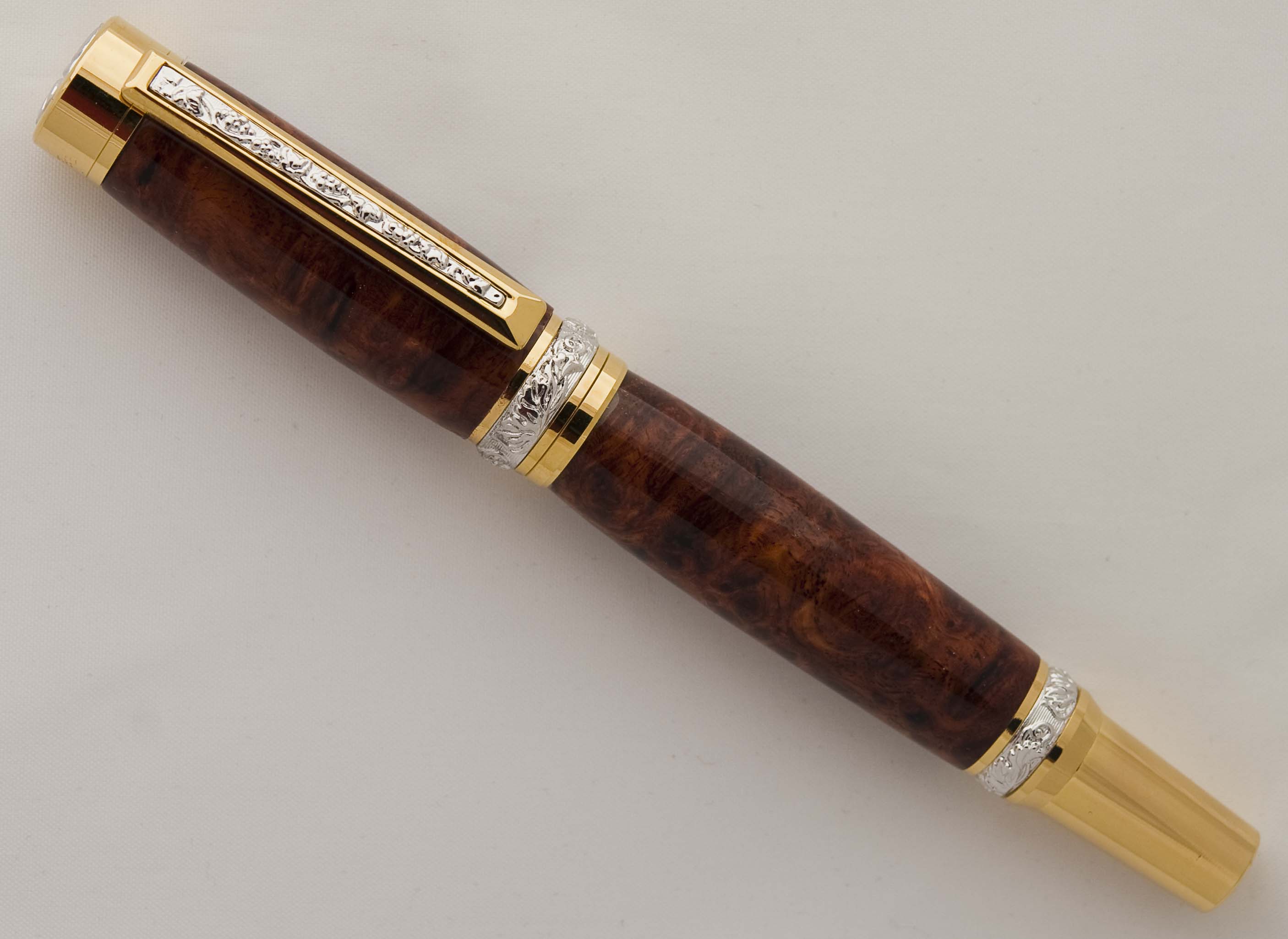 Amboyna Burl Roman Harvest Fountain Pen