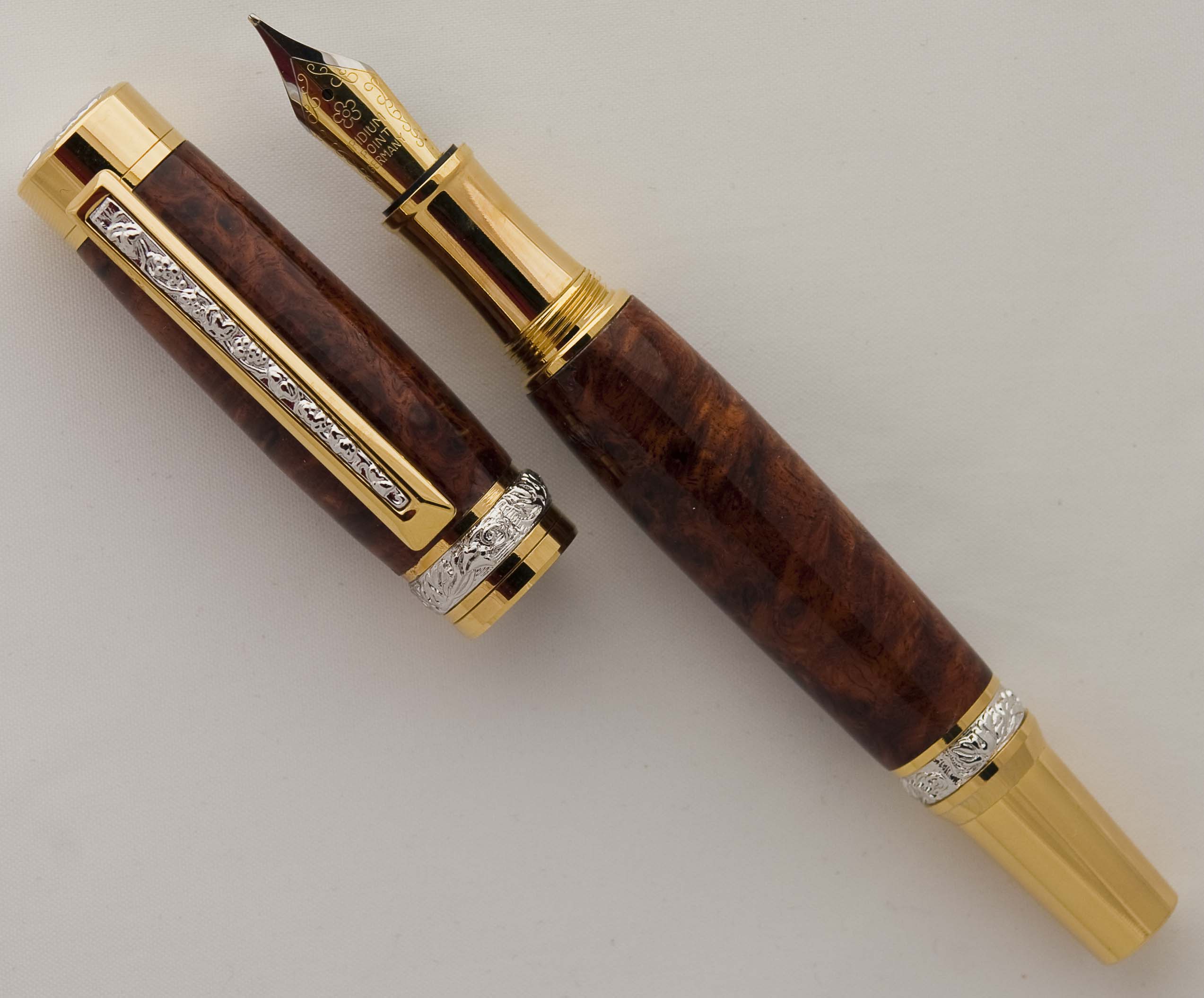 Amboyna Burl Roman Harvest Fountain Pen