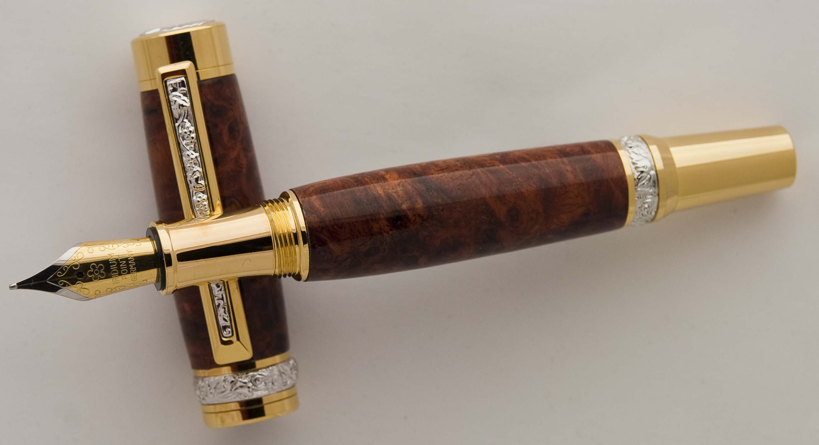 Amboyna Burl Roman Harvest Fountain Pen