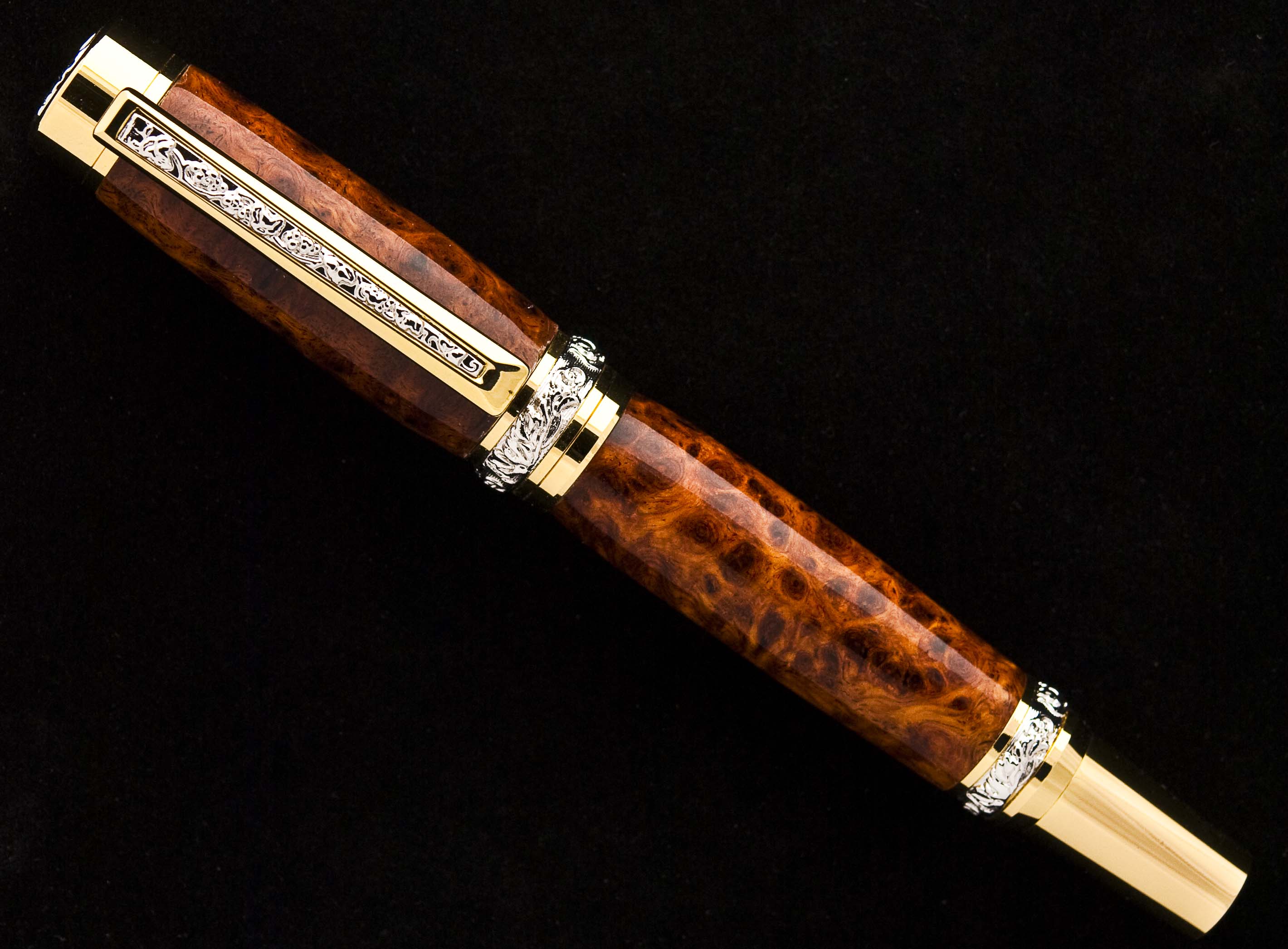 Amboyna Burl Roman Harvest Fountain Pen