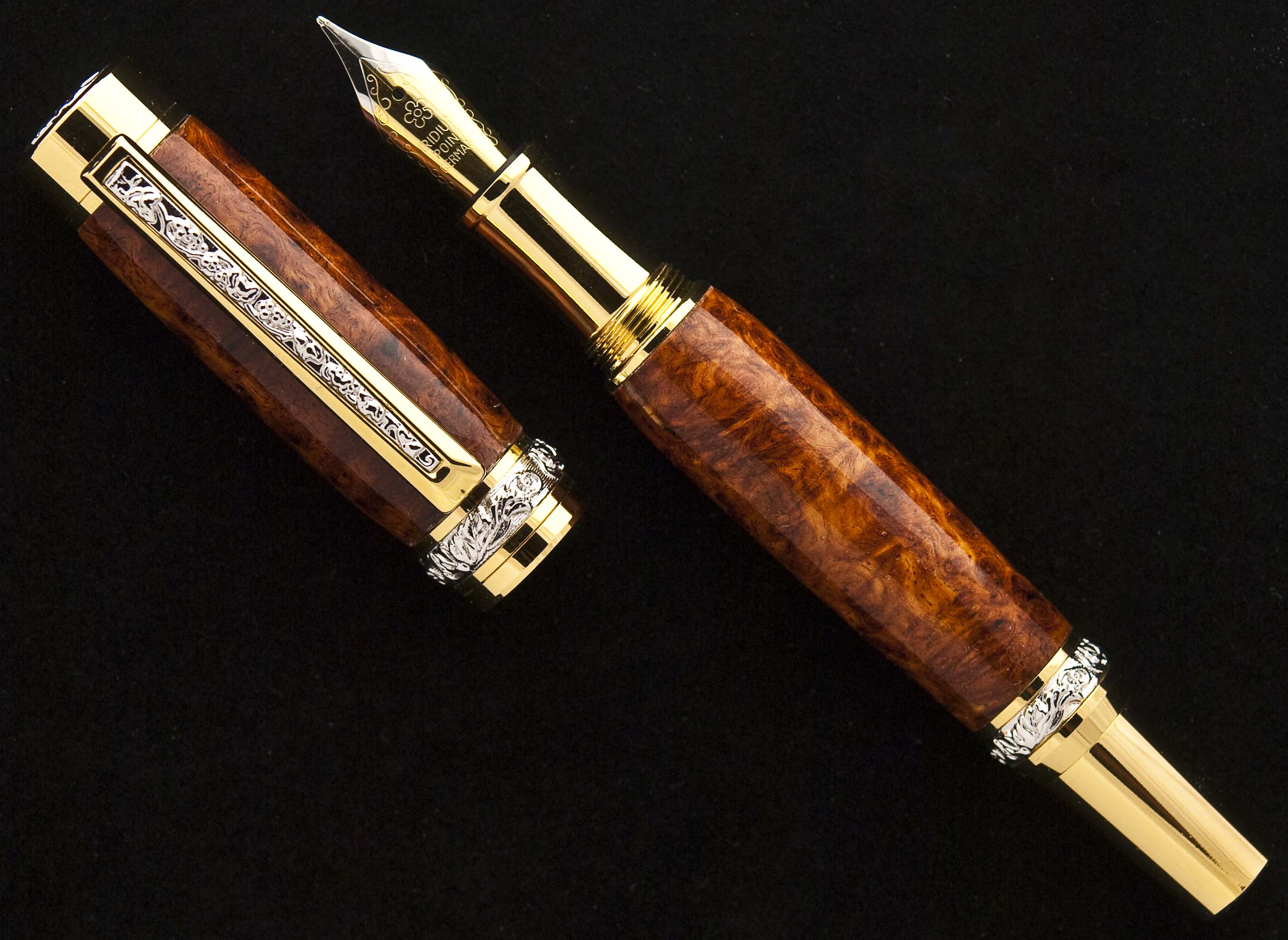 Amboyna Burl Roman Harvest Fountain Pen