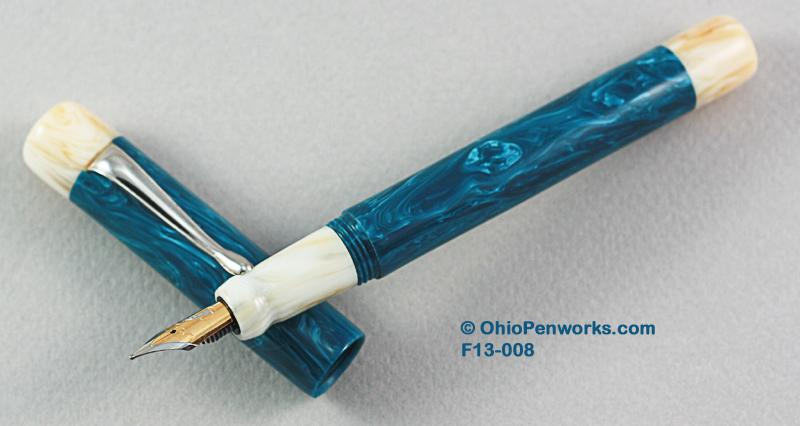 Amedeo Blue and Alabaster Swirl Fountain Pen