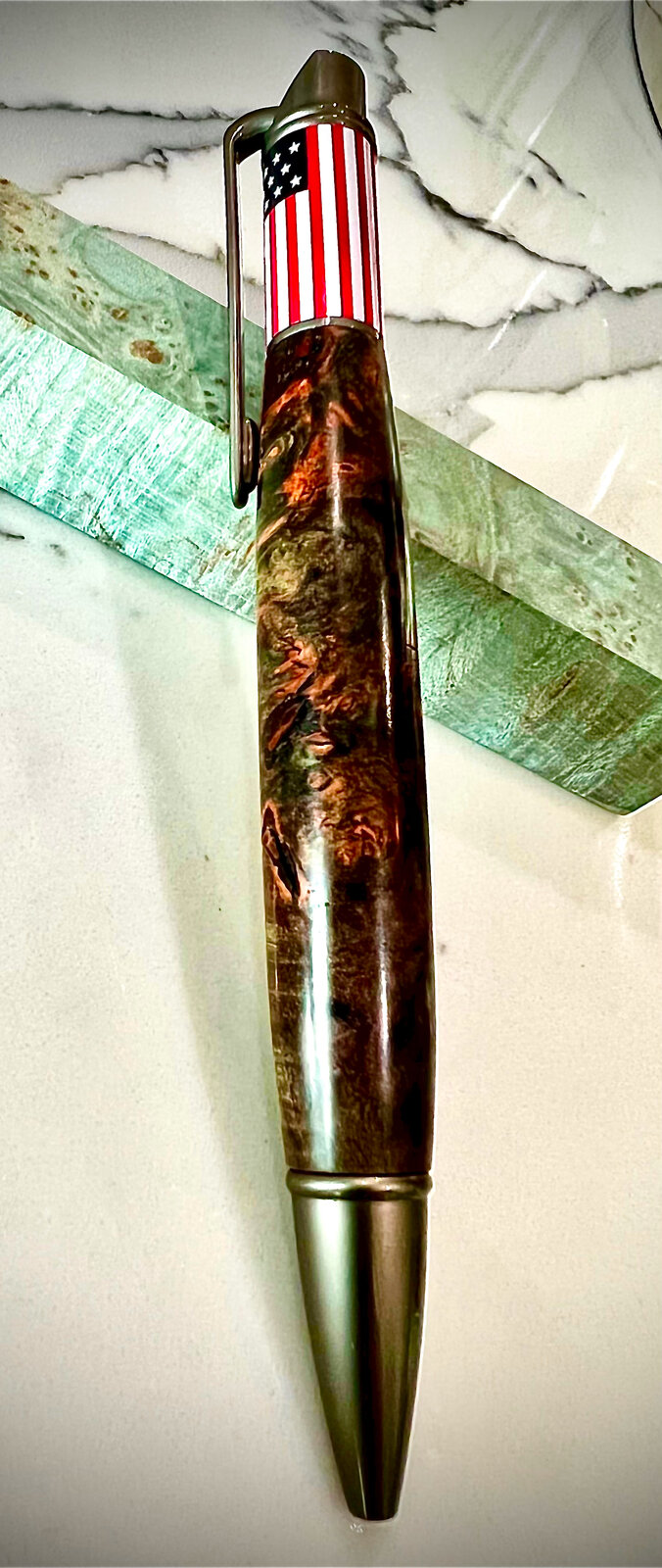 American Flag Pen Photo Green Burl.jpg