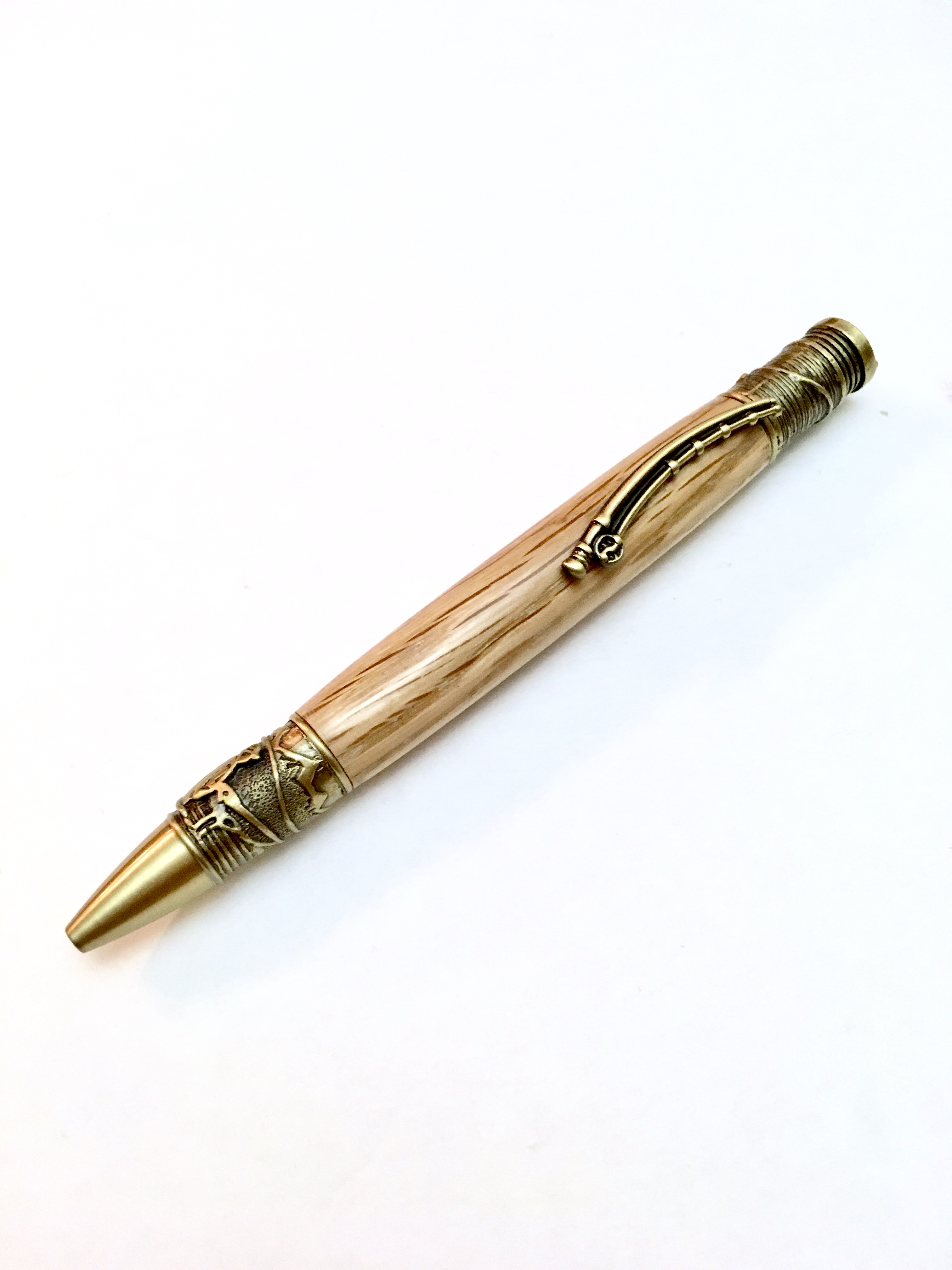 Antique brass fly fishing ballpoint pen