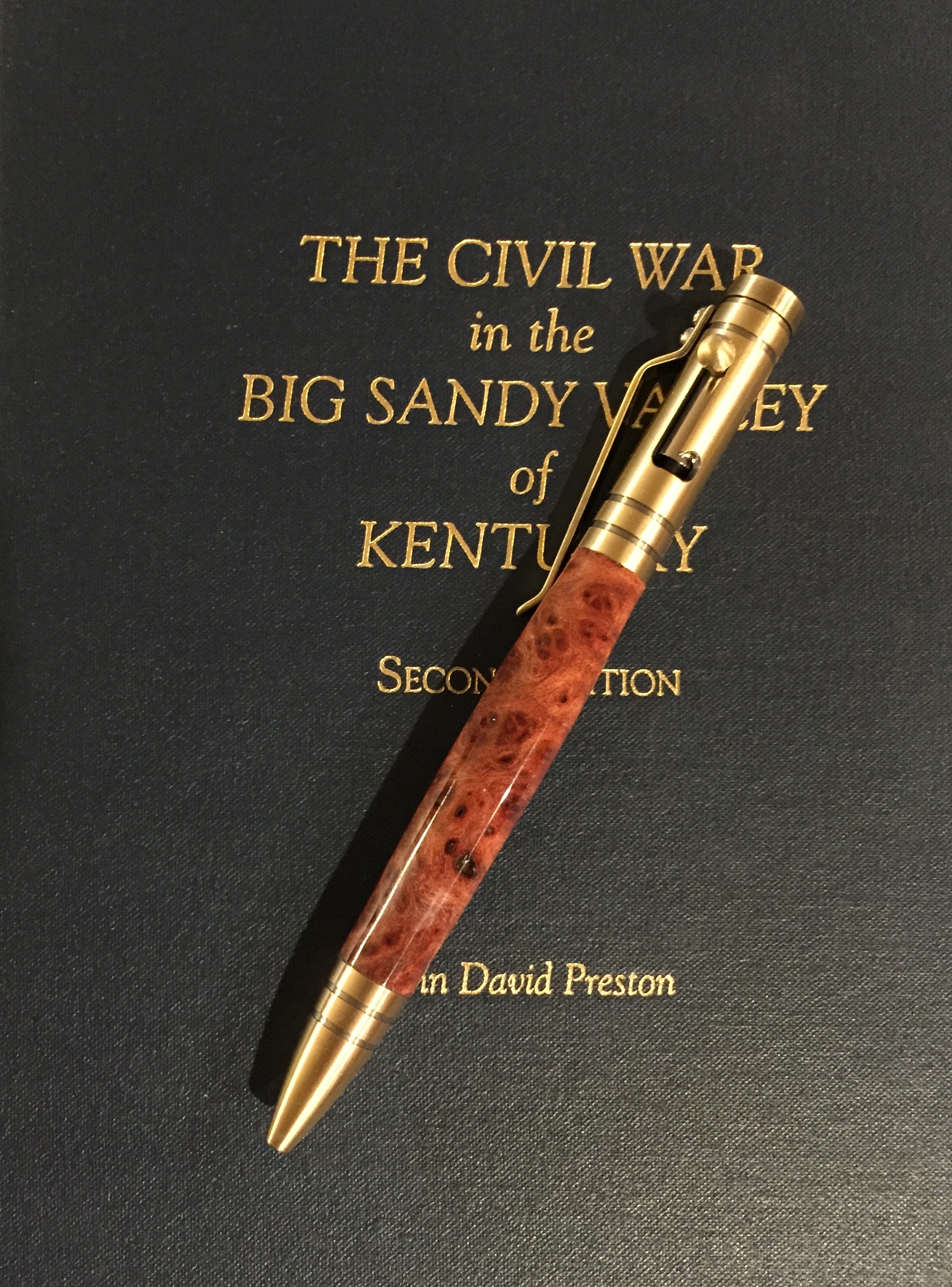 Antique Brass Tec Pen with Stabilized Redwood Burl