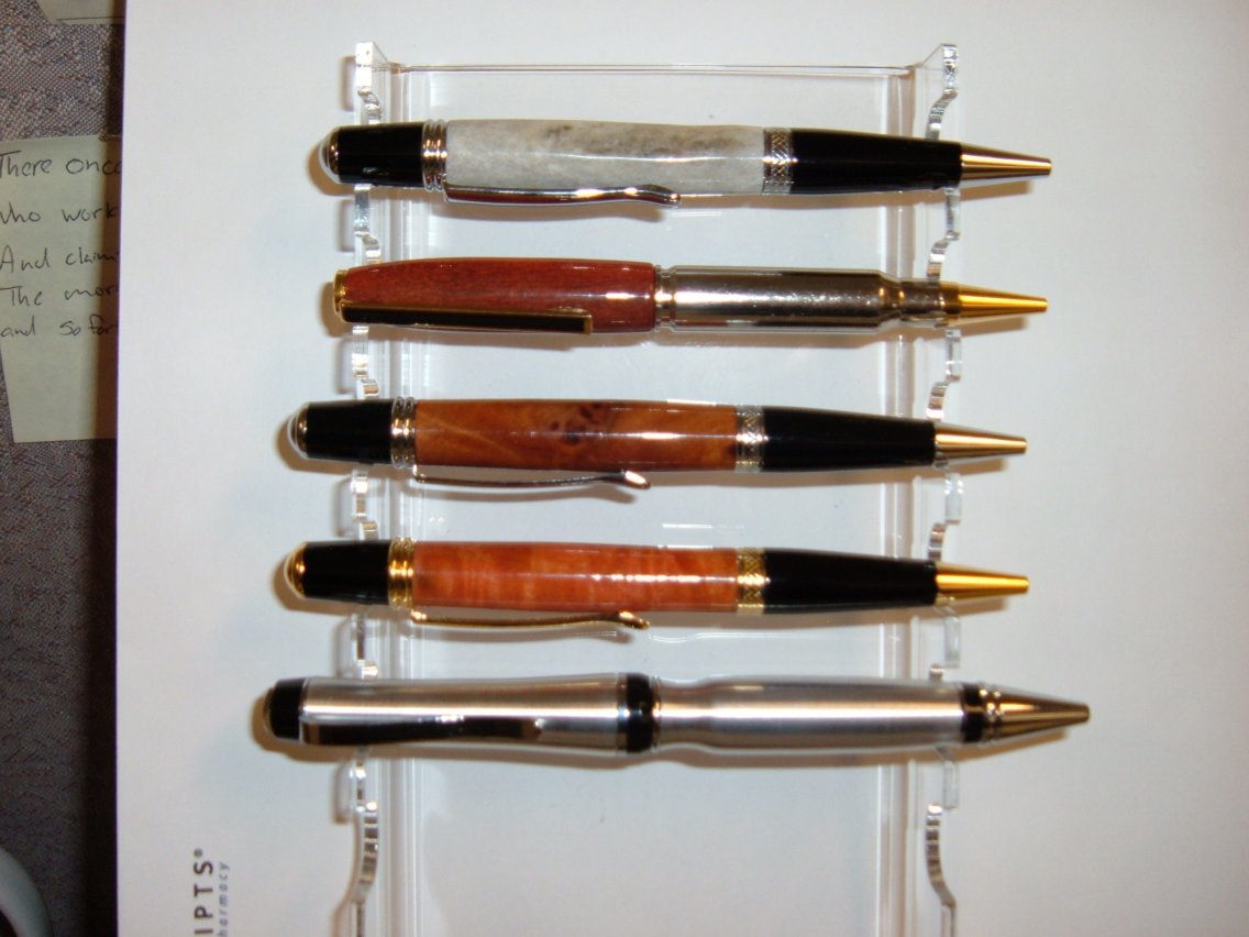 Antler, Bullet pen, Maple Burl, Pink Ivory, Aluminum