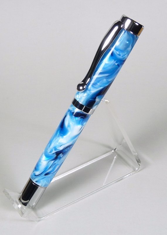 Atrax Chrome Fountain Pen in Brooks Blue Cast