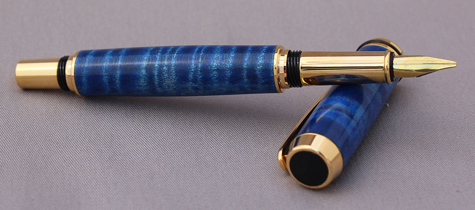 Baron FP in Blue Dyed Curly Maple