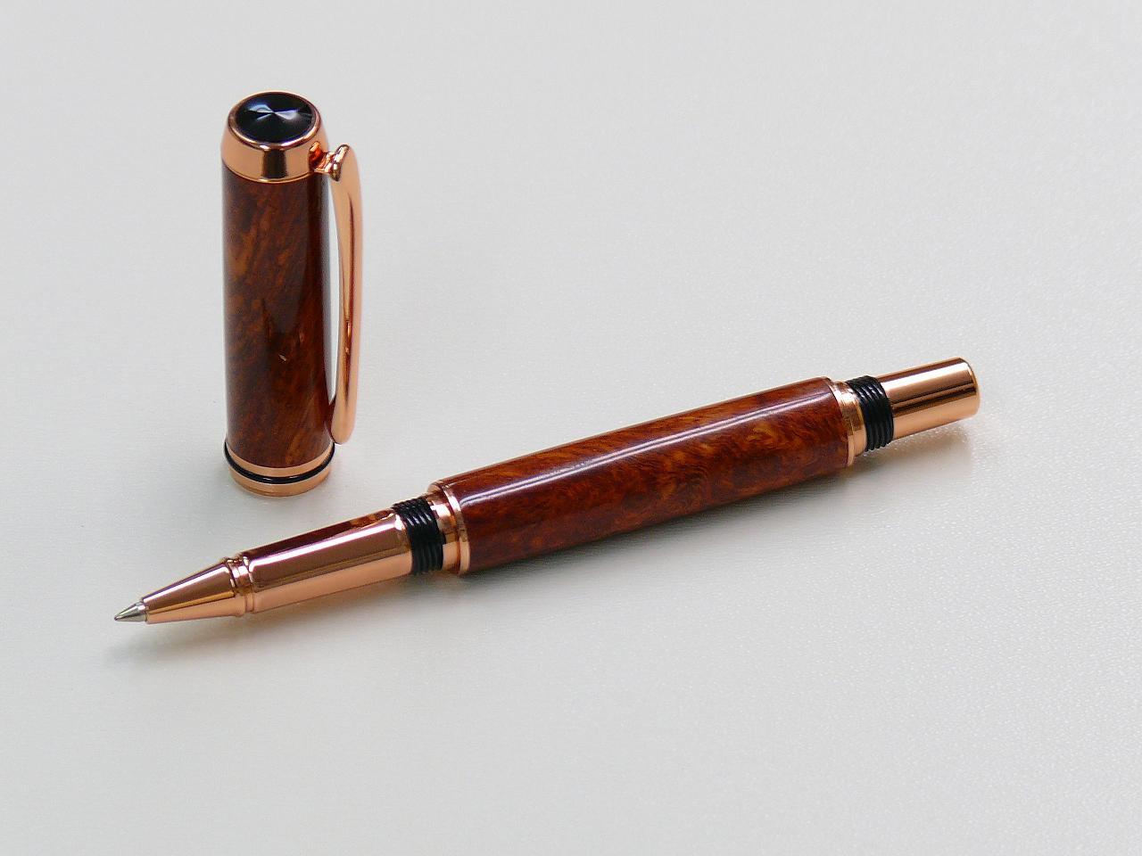 Baron with copper finish and amboyna burl