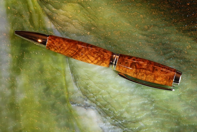 black ash burl, orange, stabilized, jr. gent