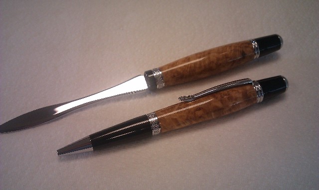 Black Ash Burl Sierra Pen & Letter Opener Set