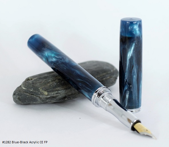 Black-blue acrylic in a closed end fountain pen