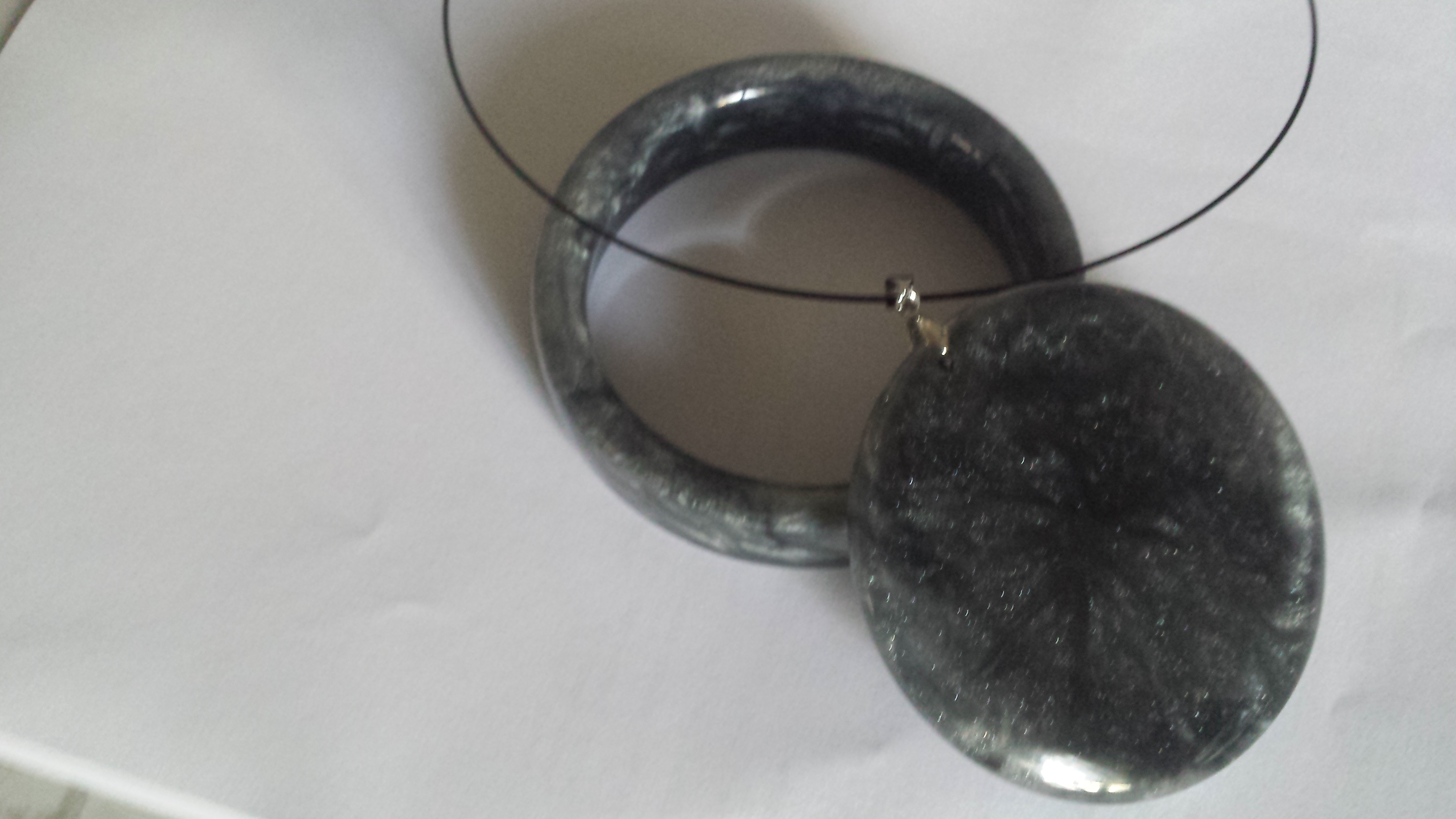 Black & Silver Bangle & Pendant set