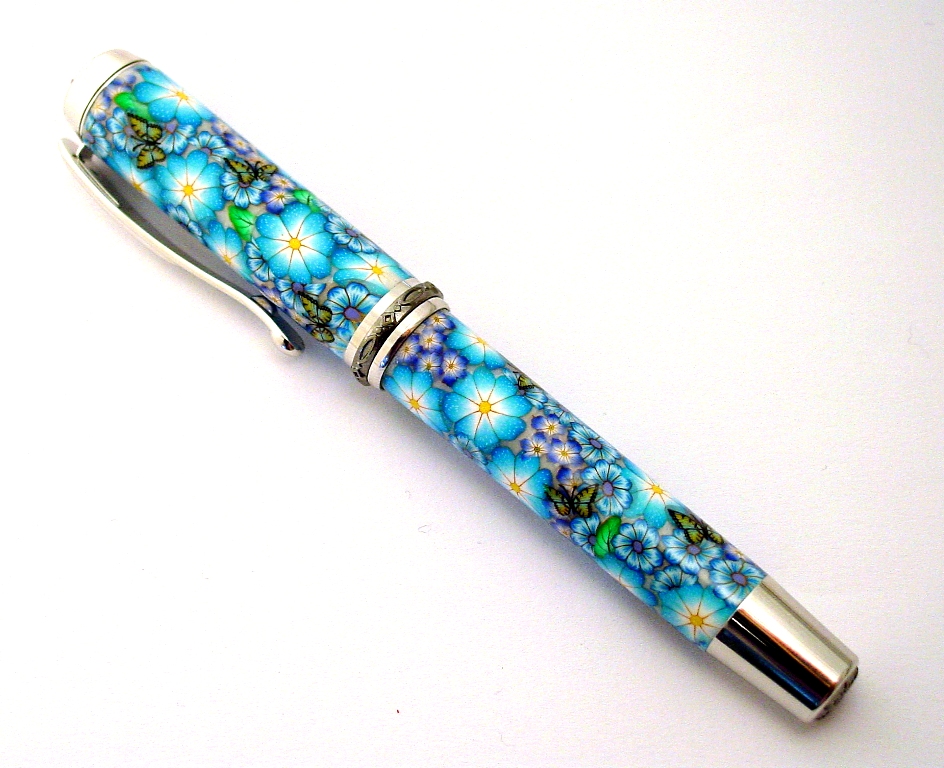 Blue Daisy Polymer Clay Pen