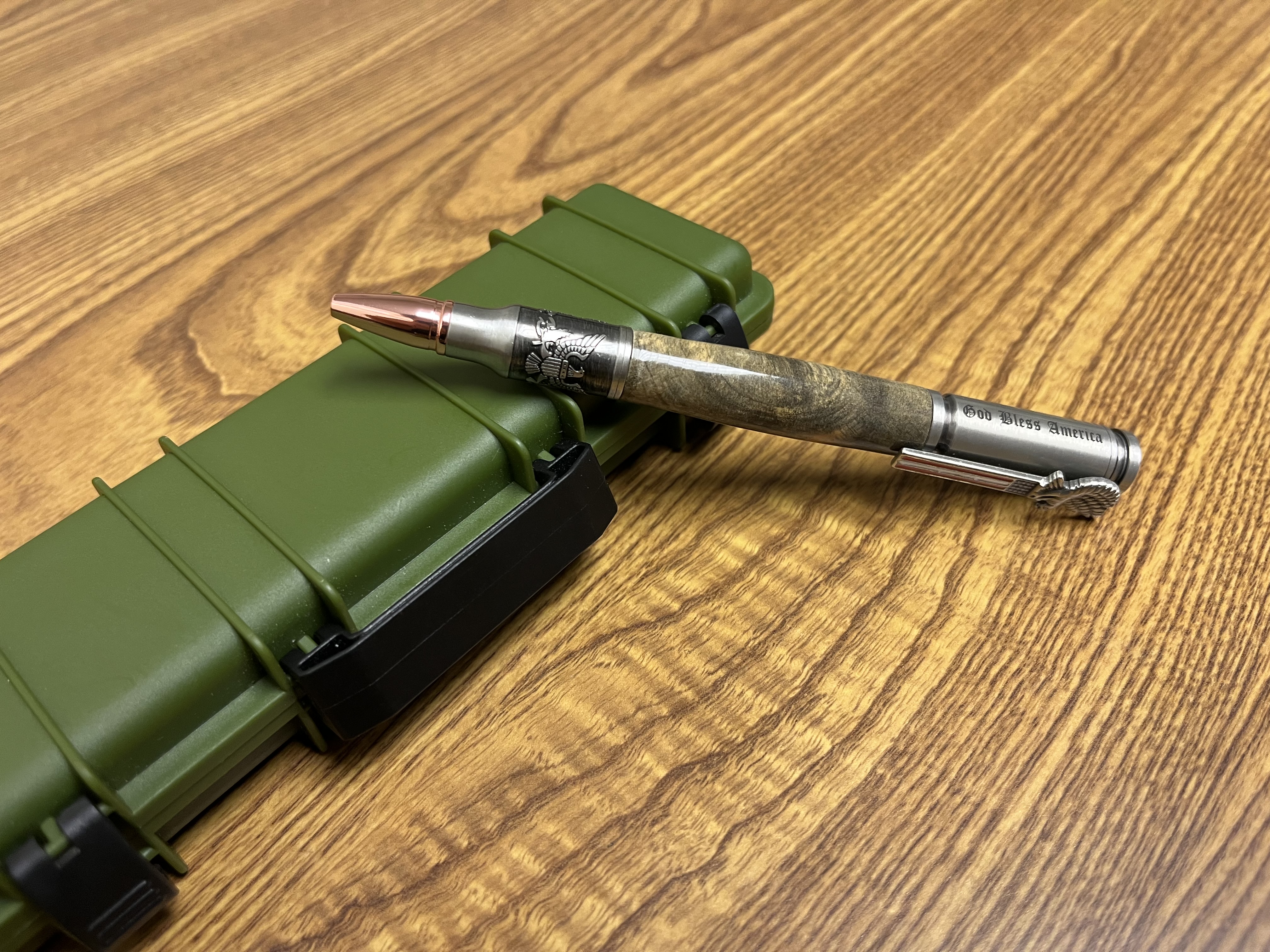 Bolt Action Buckeye Burl Pen w/ Rifle Case