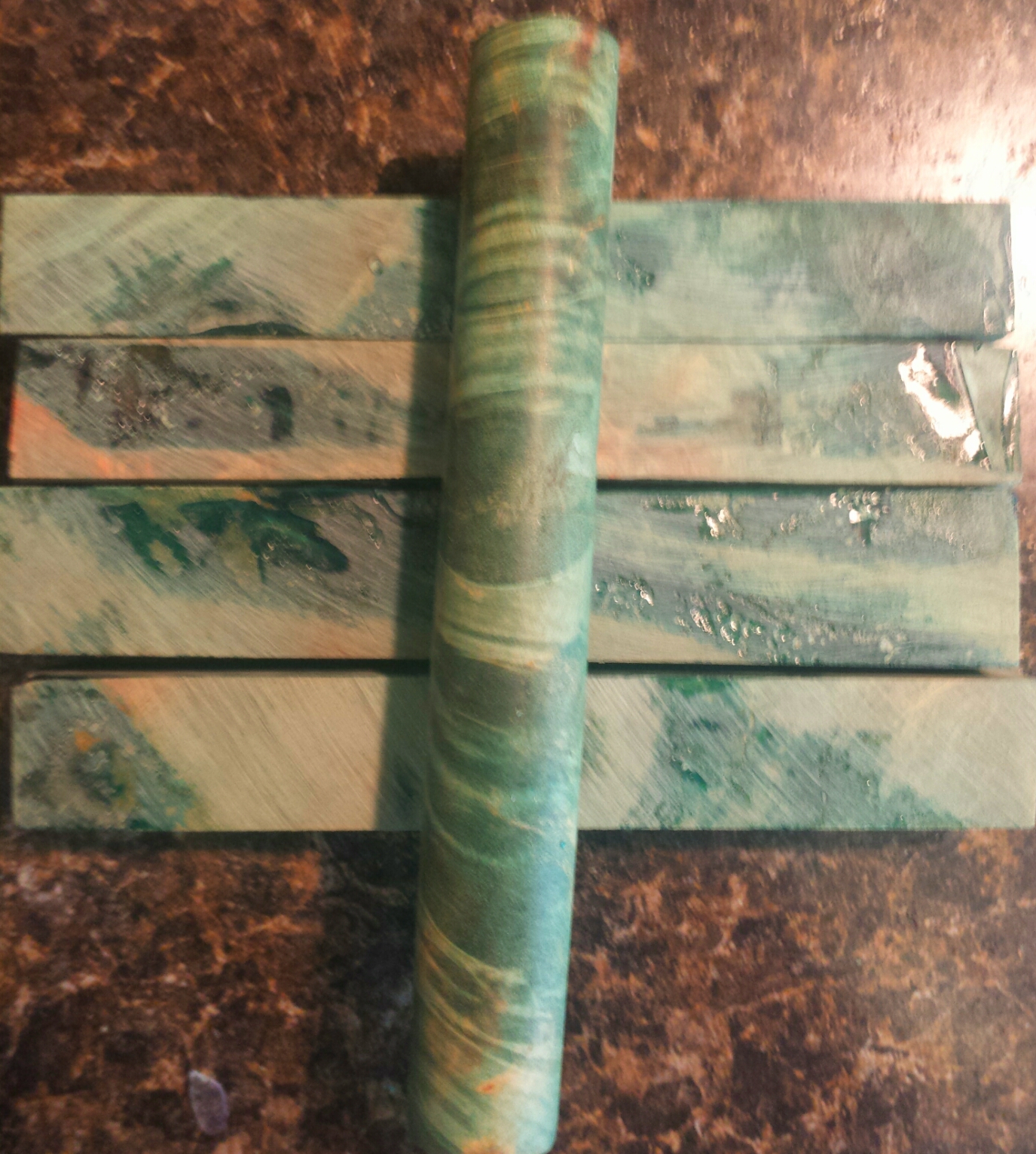 Box elder burl dyed stabilized green