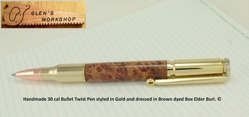 Bullet Pen in Box Elder Burl